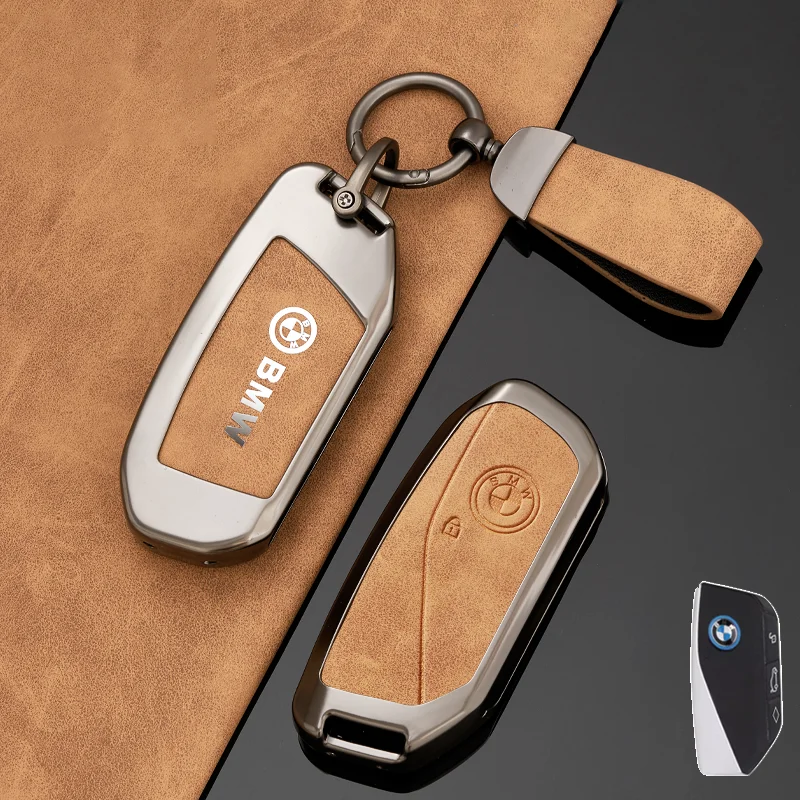 Zinc Alloy Car Key Case Cover Shell Fob For BMW Series 7 735i 740Li X7 X1 U11 2023 I7 G07 LCI XM 2023 Auto Protector Accessories