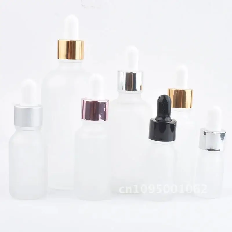 12x5ml 10ml 15ml 30ml 50ml 100ml Frost แก้วขวดบรรจุภัณฑ์ Dropper Essential ขวด Vials คอนเทนเนอร์เครื่องสําอางที่ว่างเปล่าน้ํามัน