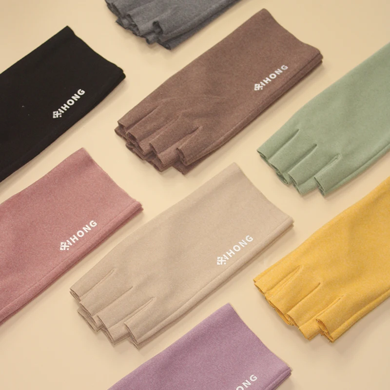 4 Pairs Winter Half Finger Gloves Men Women Touch Screen Typing Warm D-Ring Thermal Office Gloves Slim Fit Slimming Hand Warmers