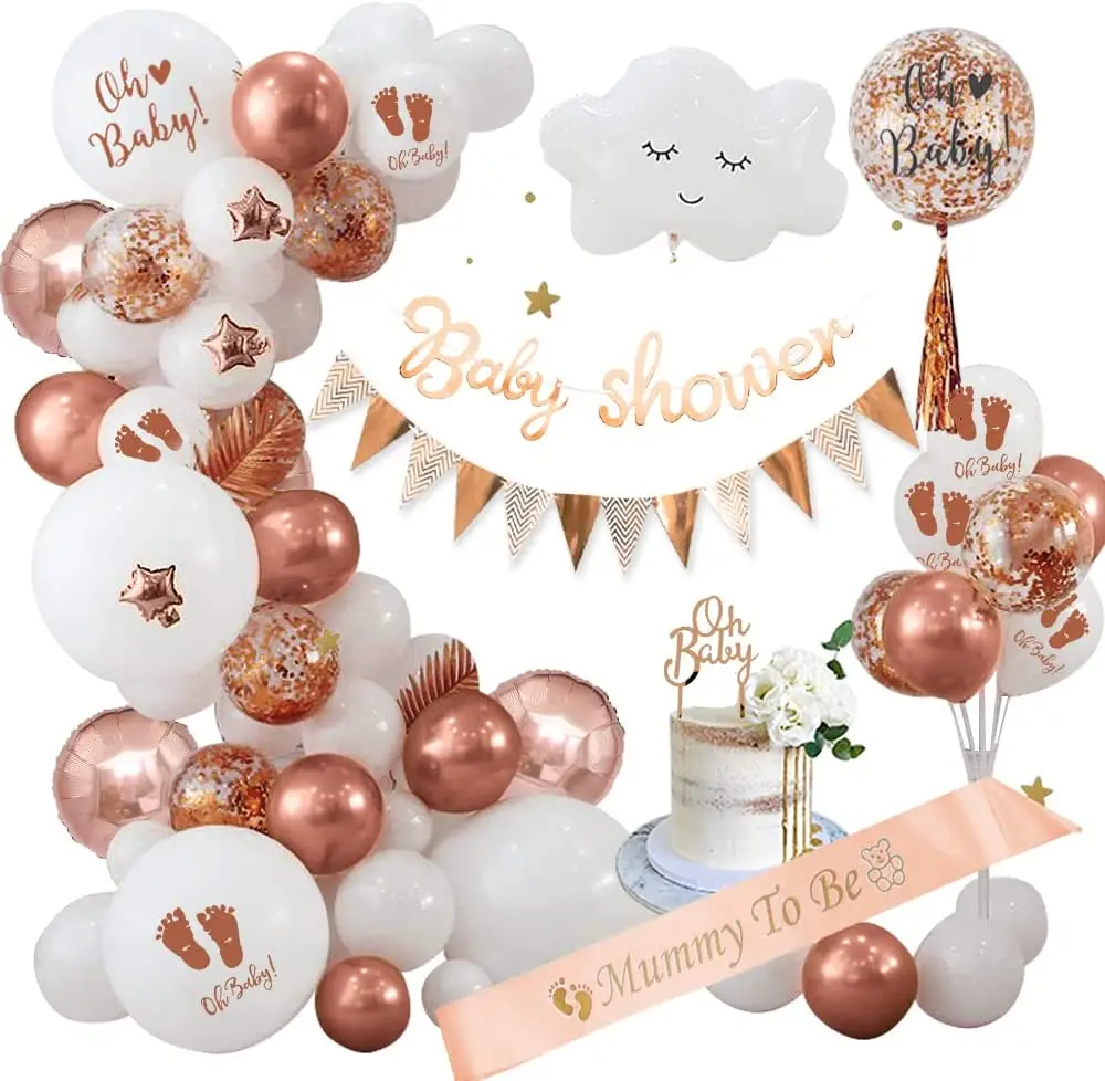 

Baby Shower Decorations Girls Rose Gold Baby Shower Decorations with Mummy to be Sash Baby Shower Banner Printed Balloons and Ca