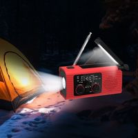 Portable Solar Power Emergency Radio SOS Alarm USB Charger Hand-cranked Radio Waterproof Plastic LED Flashlight Hiking