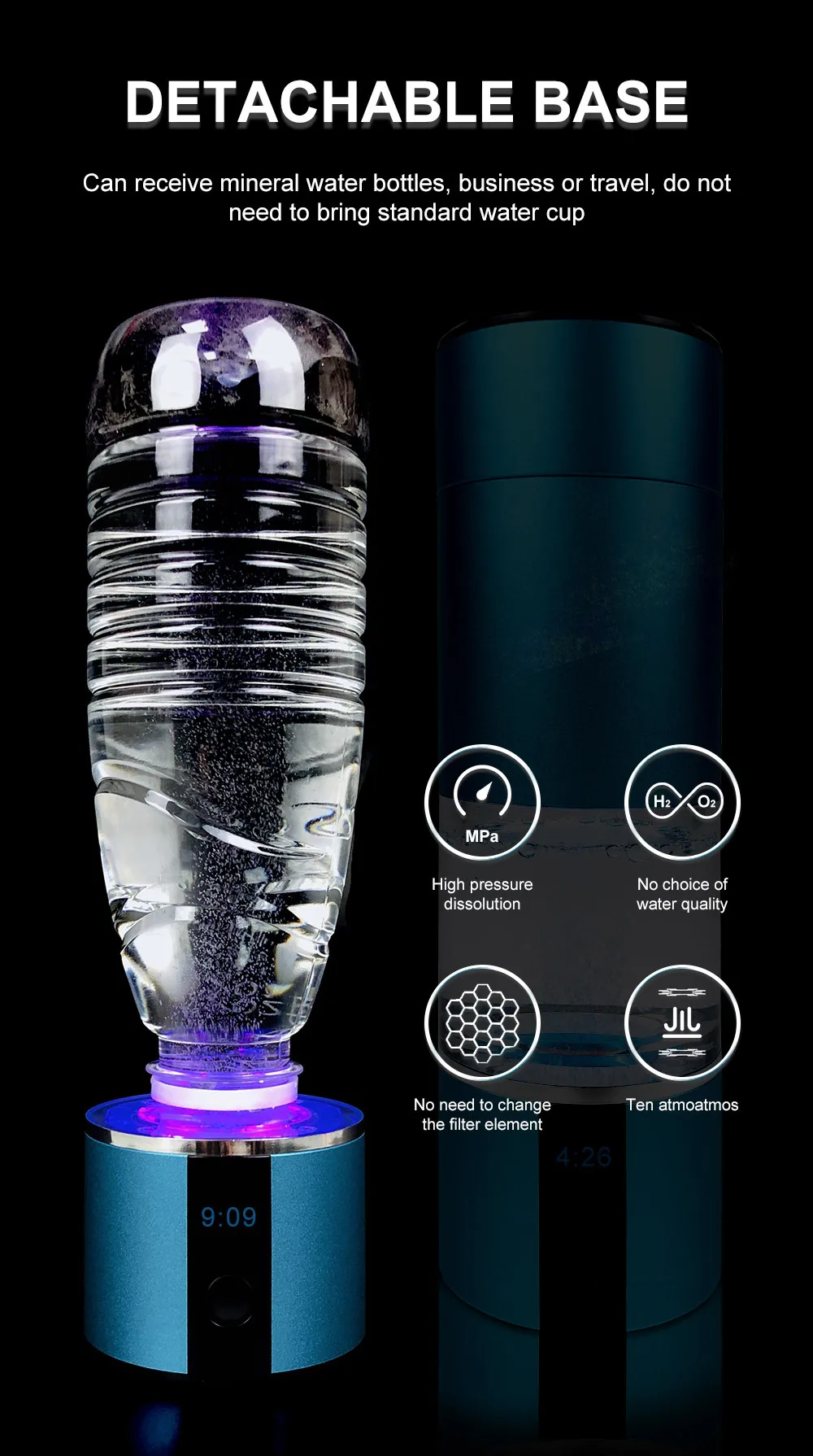 Hydrogen-Rich Water Cup Portable Hydrogen Drinking Cup With Embedded Battery