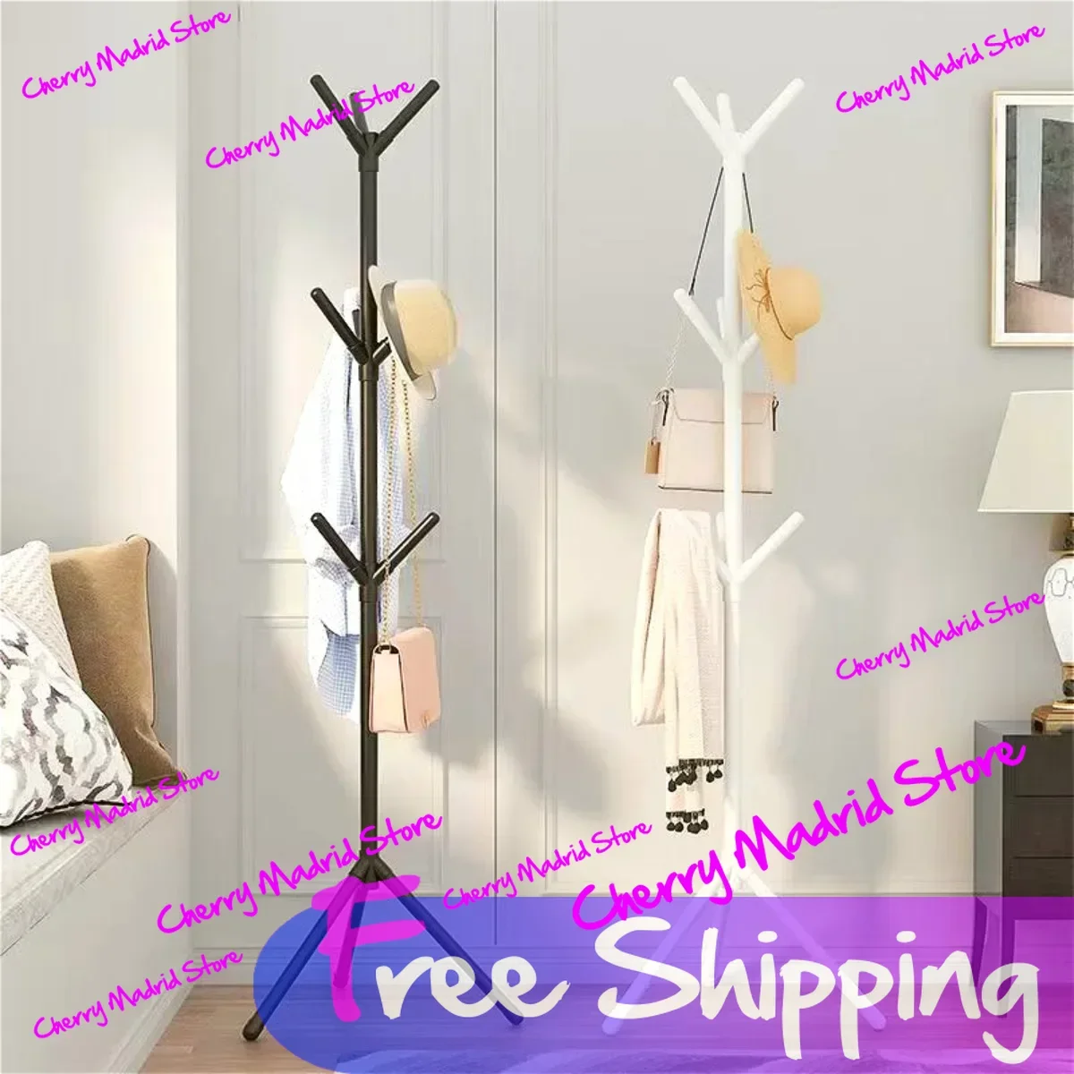 Floor Standing Clothes Tree Hat Organizer Hanger Rack Branch Multi Hook Household Floor Vertical Coat Scarf Handbag Hanger tree