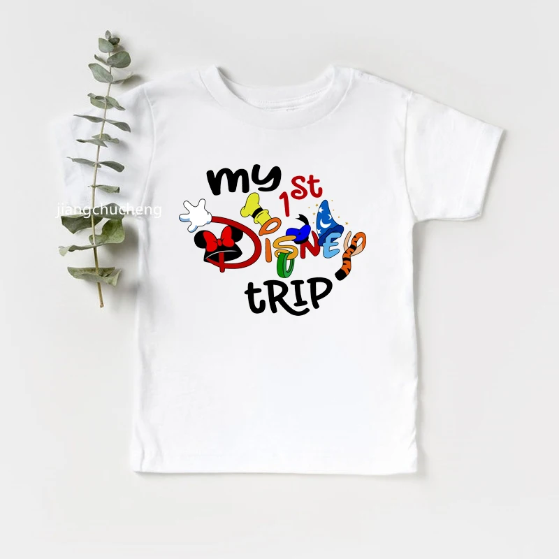 New My First Disney Trip 2024 Kids Tshirts Funny Short Sleeve Boys Girls Disney Vacation T Shirt Mickey Minnie Children Clothes