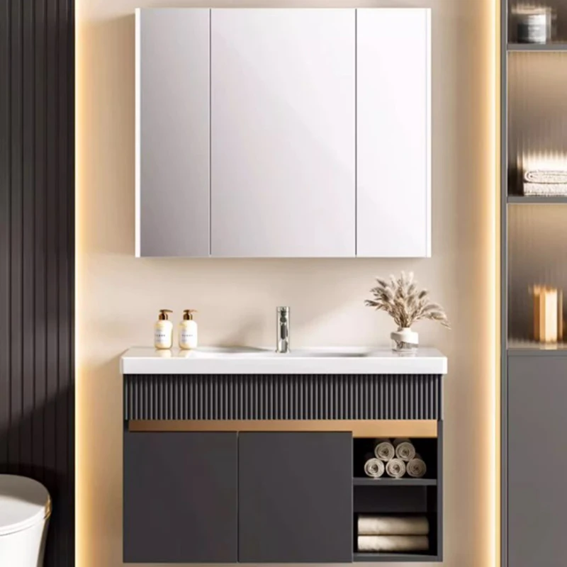 Light Luxury Bathroom Cabinet Nordic European Drawers Storage Wall Bathroom Vanity Toilet Wooden Meuble Salle De Bain Furniture