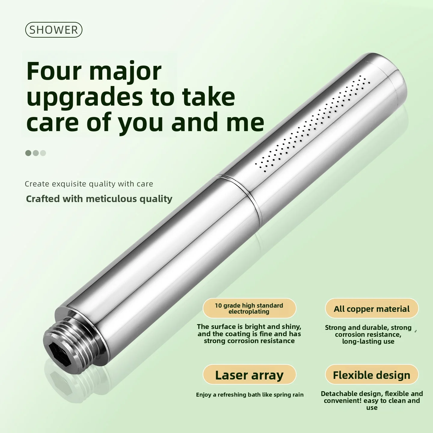 

Round Handheld Shower Chrome Plated Handheld Shower Head Wall Mounted Bracket Bathroom Handheld Shower Head