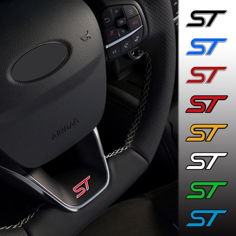 Auto Metal ST Lettering 3D Badge Decals Car Steering Wheel Sticker For Ford STLINE Fiesta Ecosport Mondeo Fusion Focus Kuga