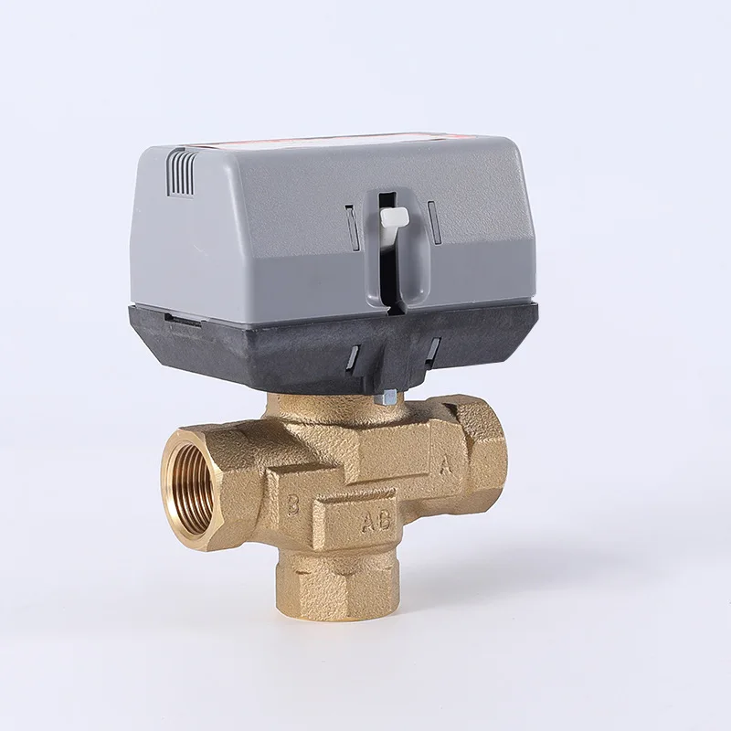 

1/2 ''3/4'' 1'' трехходовой латунный моторизованный запорный клапан AC220V с катушкой вентилятора VC6013, электрический шаровой клапан AC220V