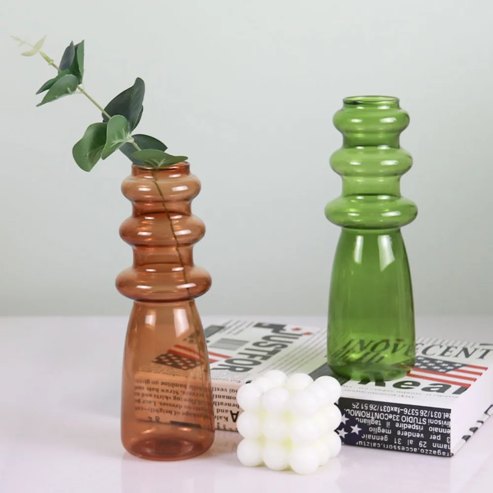 Multi color Stacked Ring Glass Vase Modern Creative Hydroponic Flower Arrangement Vase Home Living Room Desktop Decor Ornament
