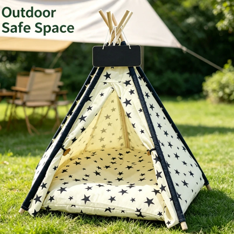 Pet tent solid wood winter warm small pet nest, removable and washable canvas, available in multiple scenes