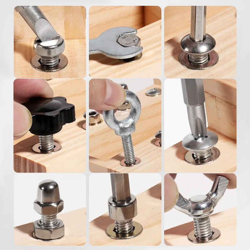 Wooden Montessori Busy Board Sensory Toys Switch Control Box LED Light Tool Cart Screw Game Early Learning Toy for 2-4 Years Old