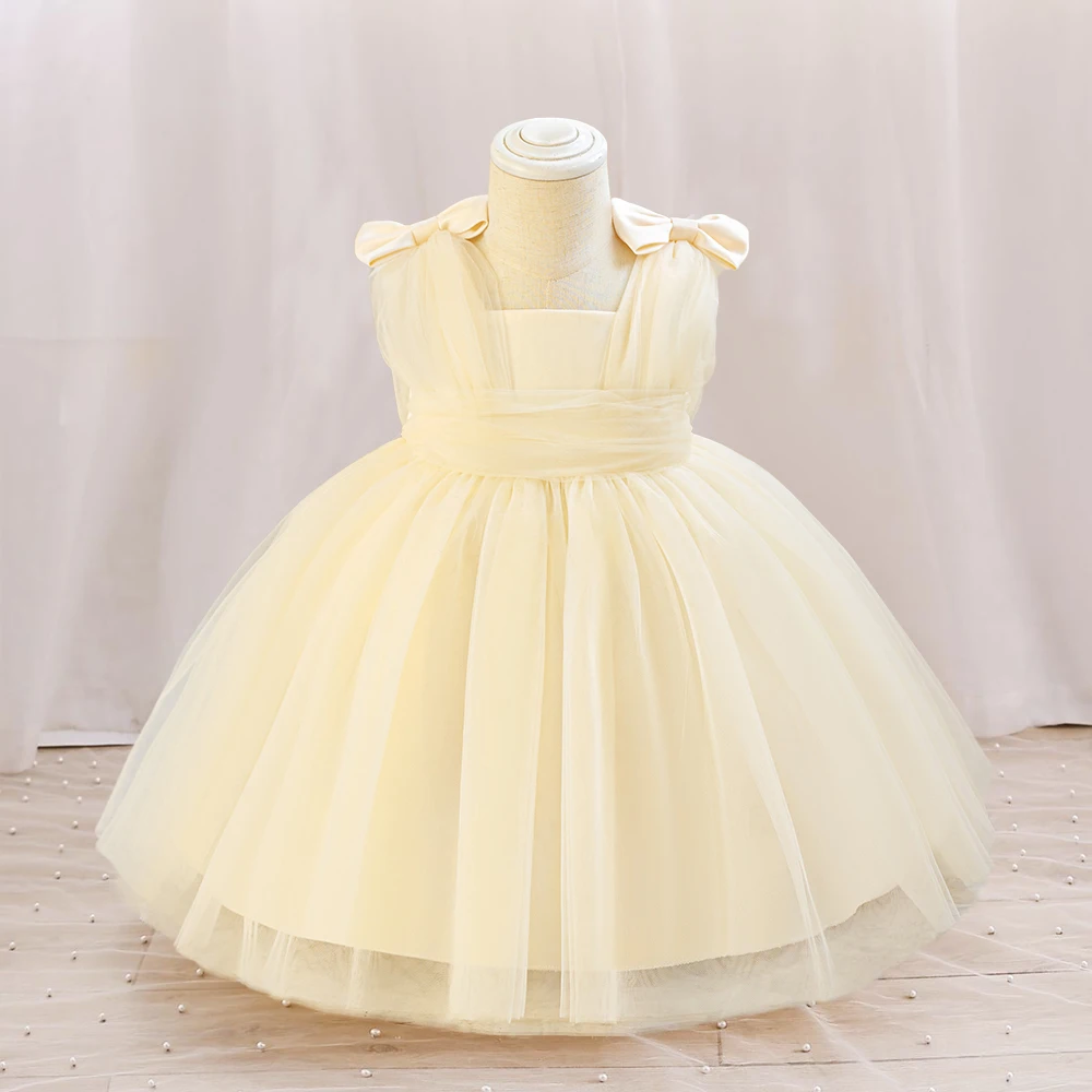 Pageant Pink 1st Birthday Dress For Baby Girl Clothes Voile Princess Dress Elegant Girls Dresses First Baptism Party Gown 0-4Y