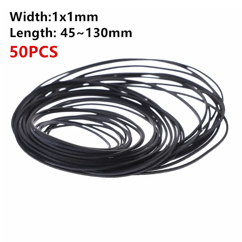 50 قطعة 45-130 مللي متر العالمي كاسيت آلة الشريط أحزمة متنوعة المشتركة مربع المطاط حزام ل CD DVD مسجلات وكمان #1