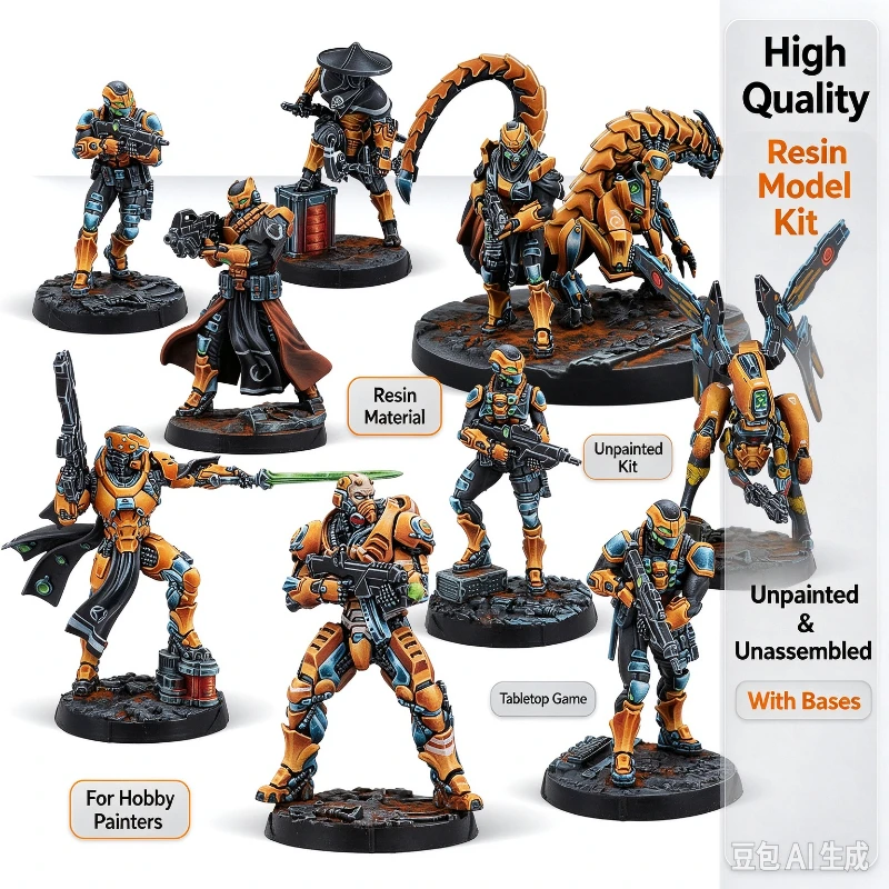 25mm+50mm Base Diecast Resin Assembled Model Kit War Game Chess Imperial Service Action Pack Unassembled and Unpainted