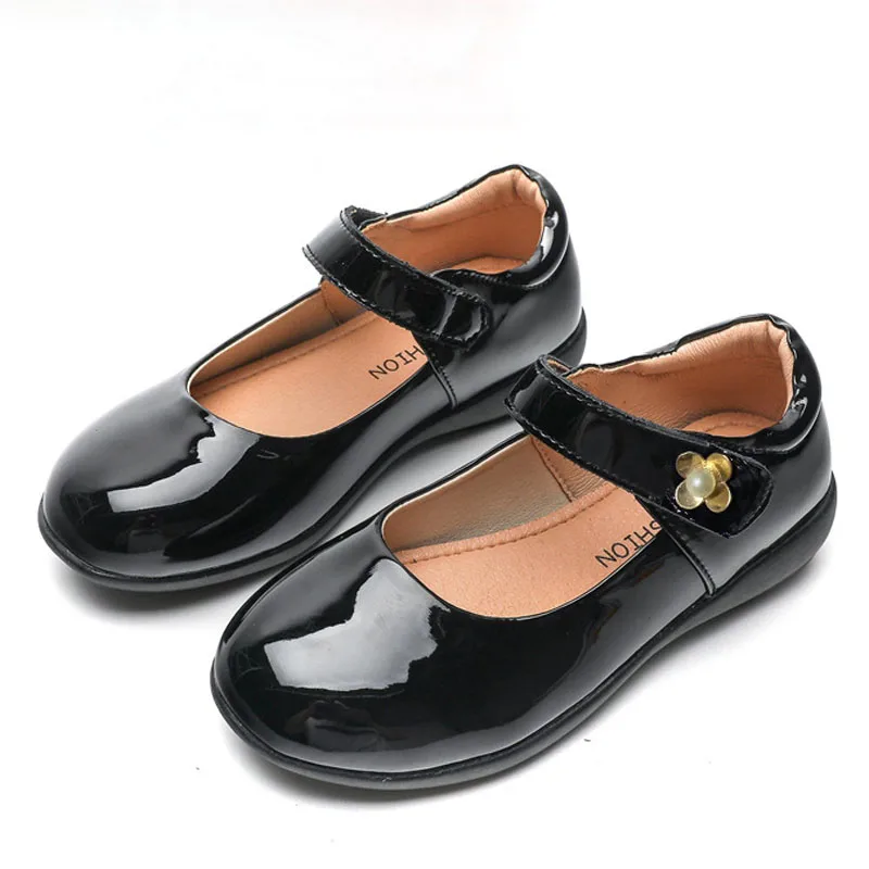 Girls School White Black Leather Shoes Spring Autumn 2023 New Performance Party Wedding Big Kids Shoes for Girl Princess CSH1346