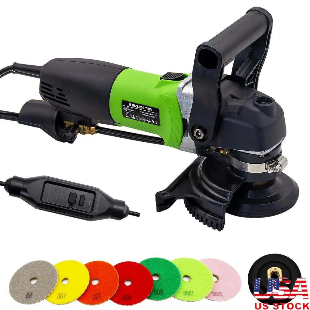 800W Elektrische Natte Steen Polijstmachine Variabele Snelheid Grinder Buffing Machine Beton Aanrecht Polijstmachine 7PCS Diamant Pads Stofvrij