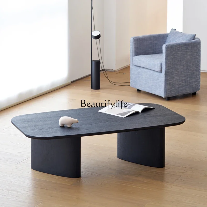 

yj19 Nordic Simple Solid Wood Living Room Black Modern Coffee Table