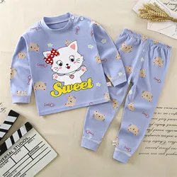 2024 New Toddler Kids Boys Girls Long Sleeve Pajamas Cartoon Tops Pj’s Pants Infant Newborn Baby Autumn Cotton Sleepwear Pajamas