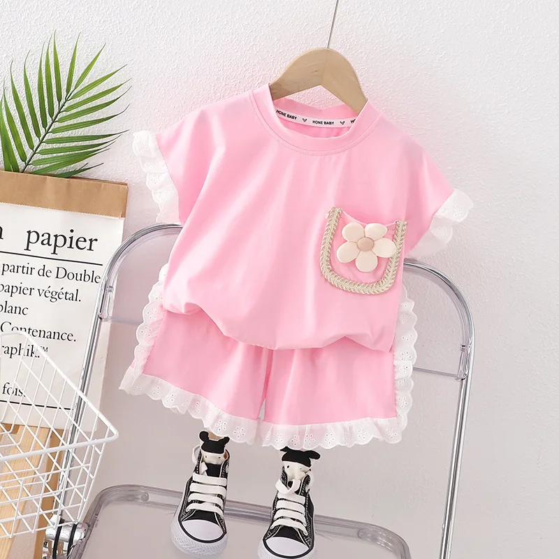 

New Summer Baby Clothes Suit Children Casual Cute T-Shirt Shorts 2Pcs/Sets Kids Girls Clothing Infant Costume Toddler Tracksuits