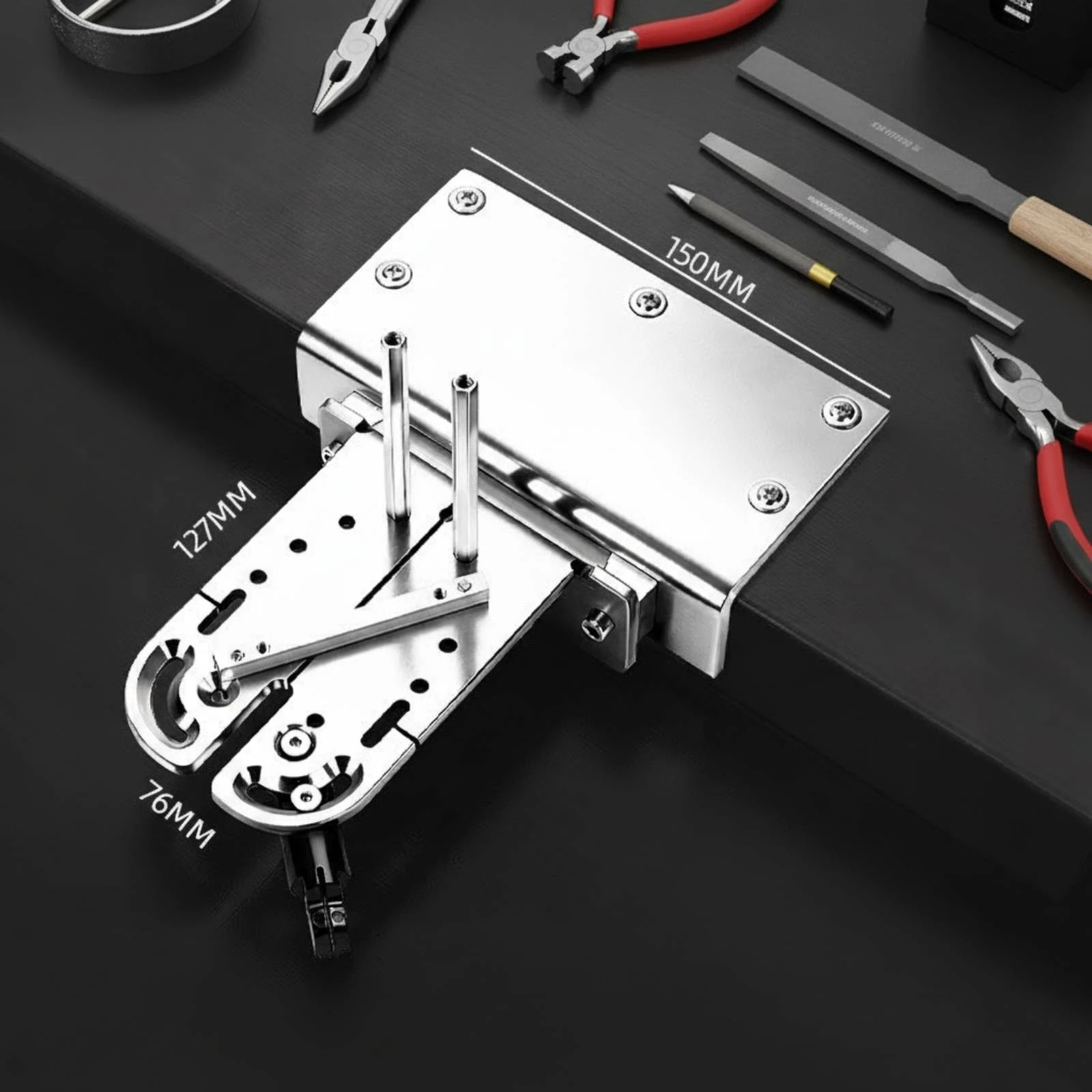 Jewelry Work Clamp Multifunction Bench-Mounted Clamp with Support Rods Jeweler's Vise Stainless Steel Jewelry Vise Aluminum