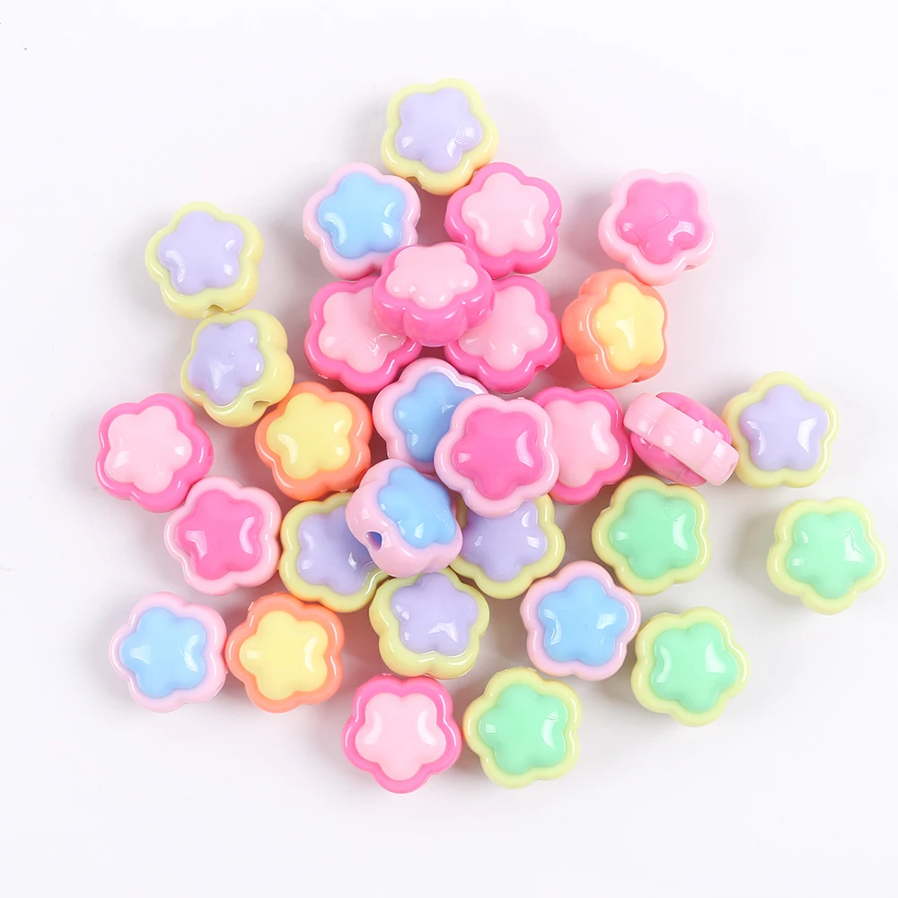 10pcs Multicolour Acrylic Flower Beads Loose Spacer Beads For Handmade Jewelry Making Bracelet Necklace Earring DIY Accessories