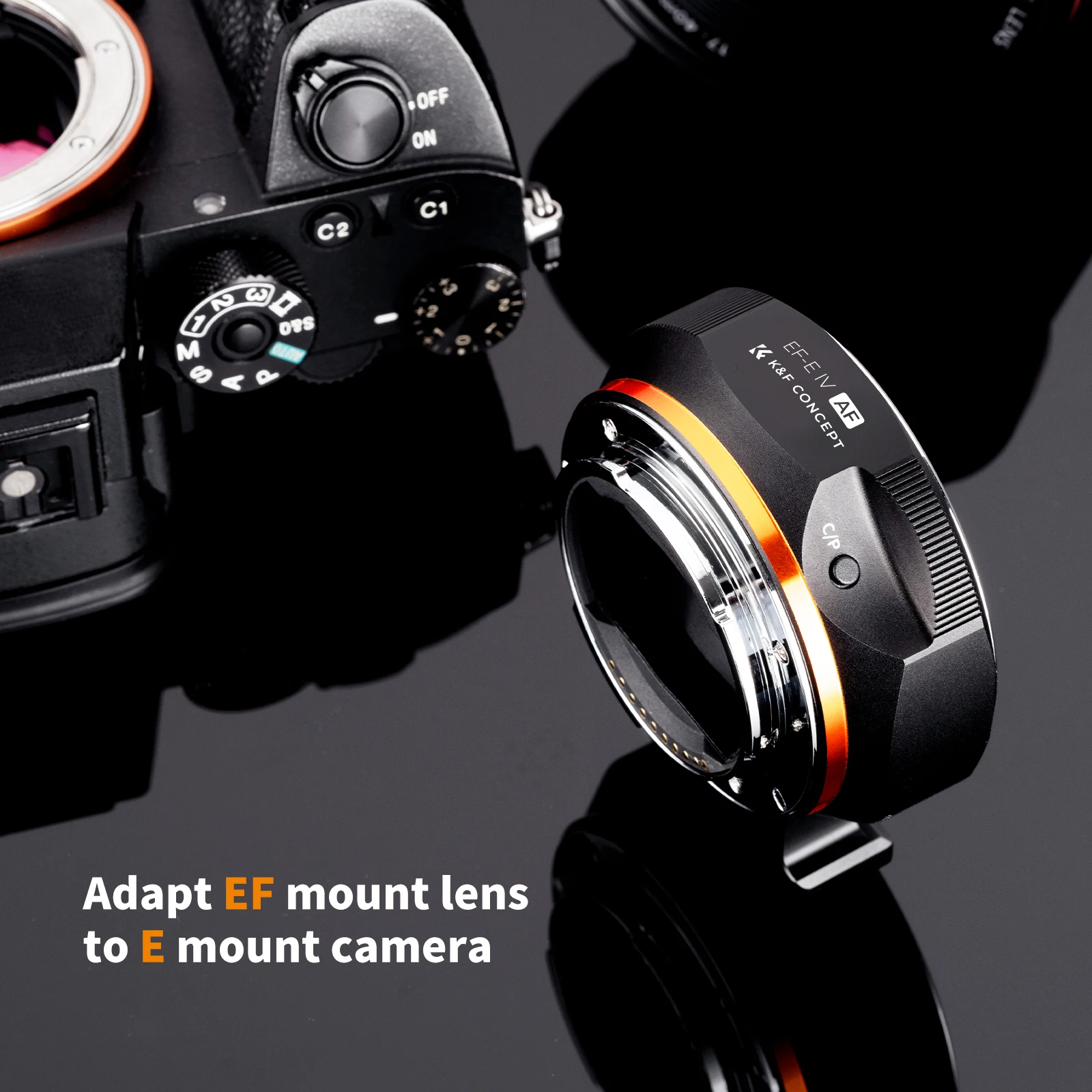 K&F Concept EE to E IV Auto Focus Lens Adapter for Canon EOS EF EFS to ​Sony a6400 a6700 A7C A7C2 A1 A9 A7R2 A73 A7R4 A7R5 A7R3