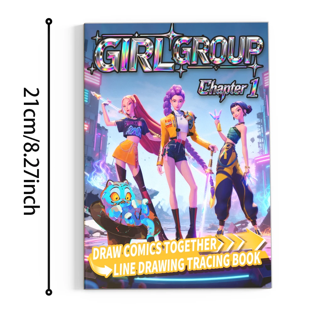 Demo-n Hunters Diy Kleurplaten Doodle Boeken Meisje Groep Figuren Cartoon Graffiti DIY Schilderboek Kinderen Puzzel Tekenspeelgoed