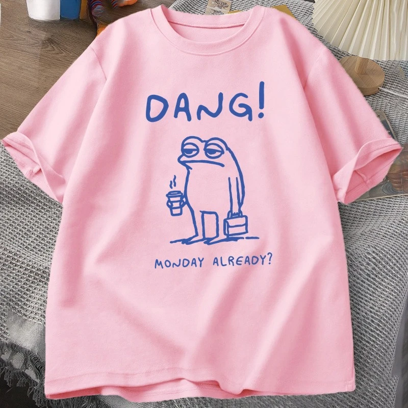 Dang Monday AlreadyDang Monday Alread T-shirt Women's Fun House I Love Frog T-shirt Fun Frog Printed T-shirt Cotton Short Sleeve