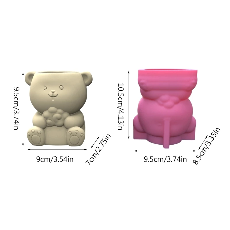 Little Bear Succulent Flower Pot Silicone Mold Concrete Candlestick Resin Mould DIY Succulent Planter Craft Casting Tool