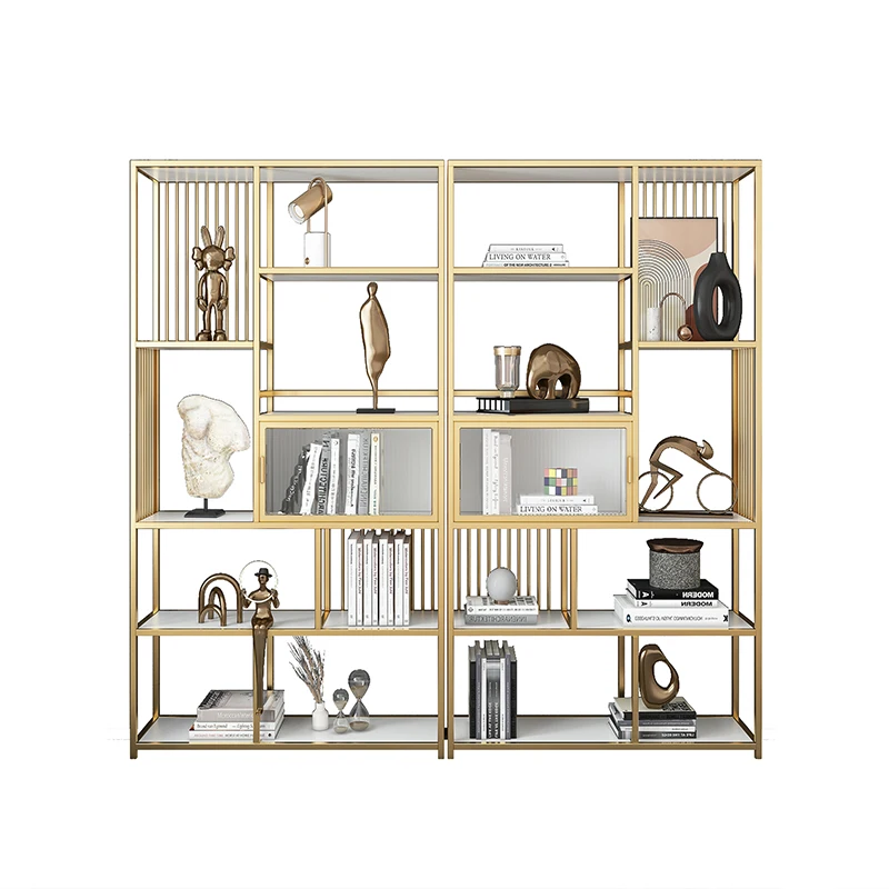 #Bookshelf Multi-layer Household Wall-Facing Display Cabinet Display Bogu Shelf Floor-to-ceiling stainless steel metal shelf