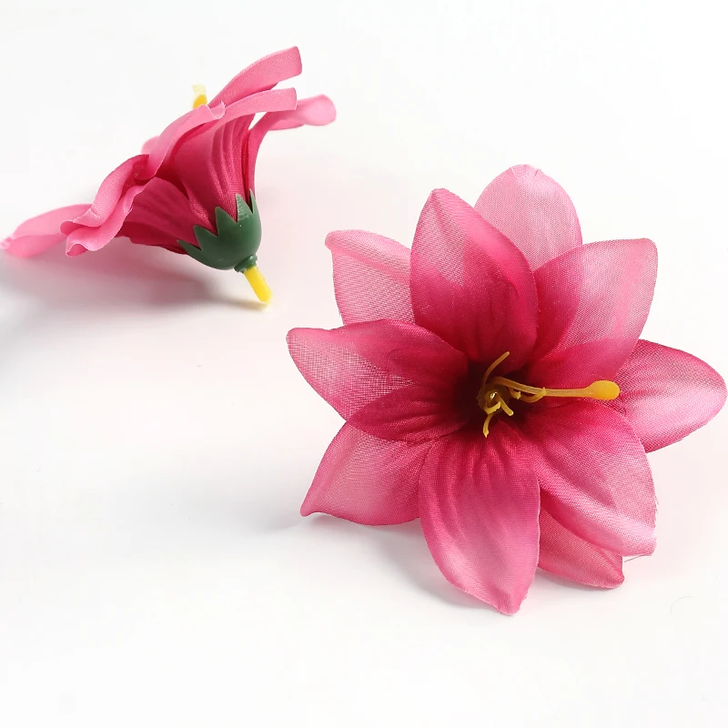 5/10pcs künstliche 9cm Seiden köpfe Blumen Hochzeit Haus Zimmer Garten Dekoration Braut Lilie DIY gefälschte Blume Sammelalbum Zubehör – Detail 7
