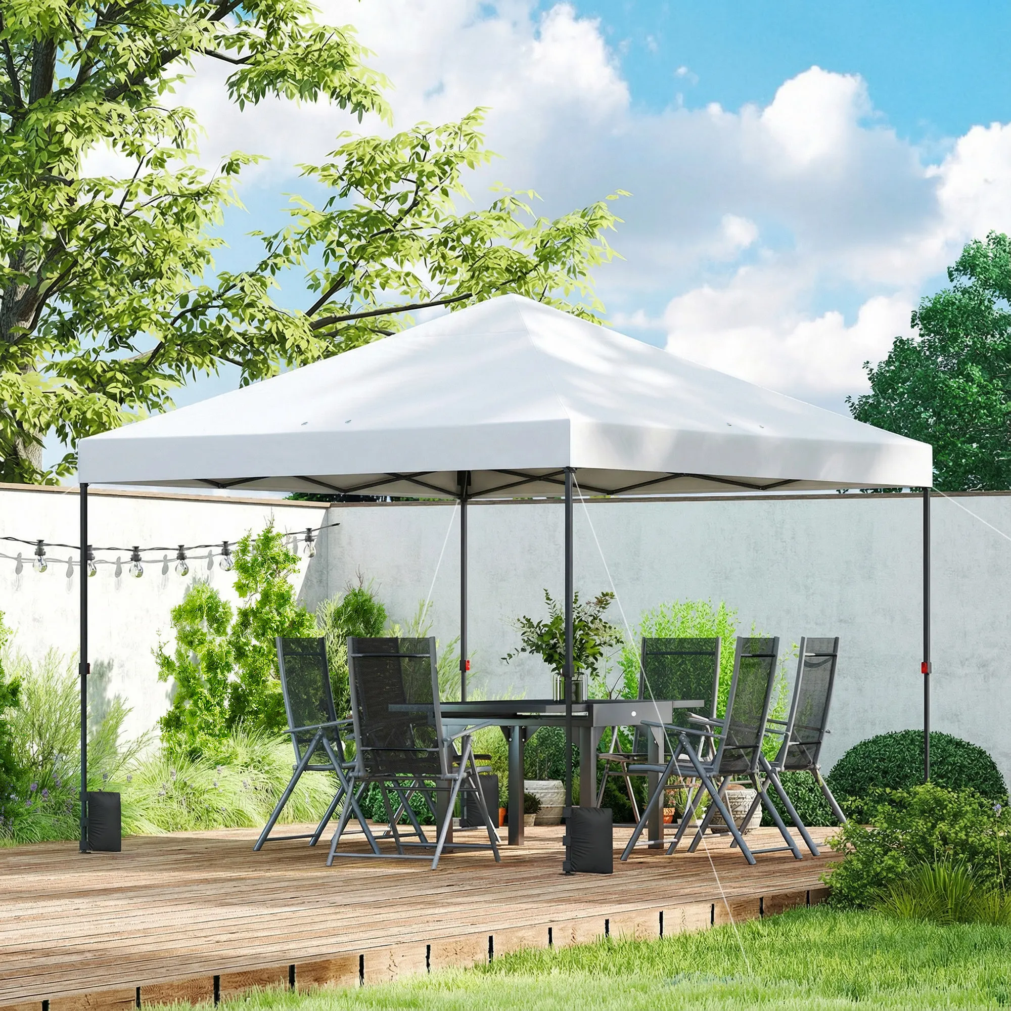 10 x 10 ft Pop Up Canopy Tent with One Push Setup, Outdoor Portable Instant Canopy Shelter w/ Roller Bag, White