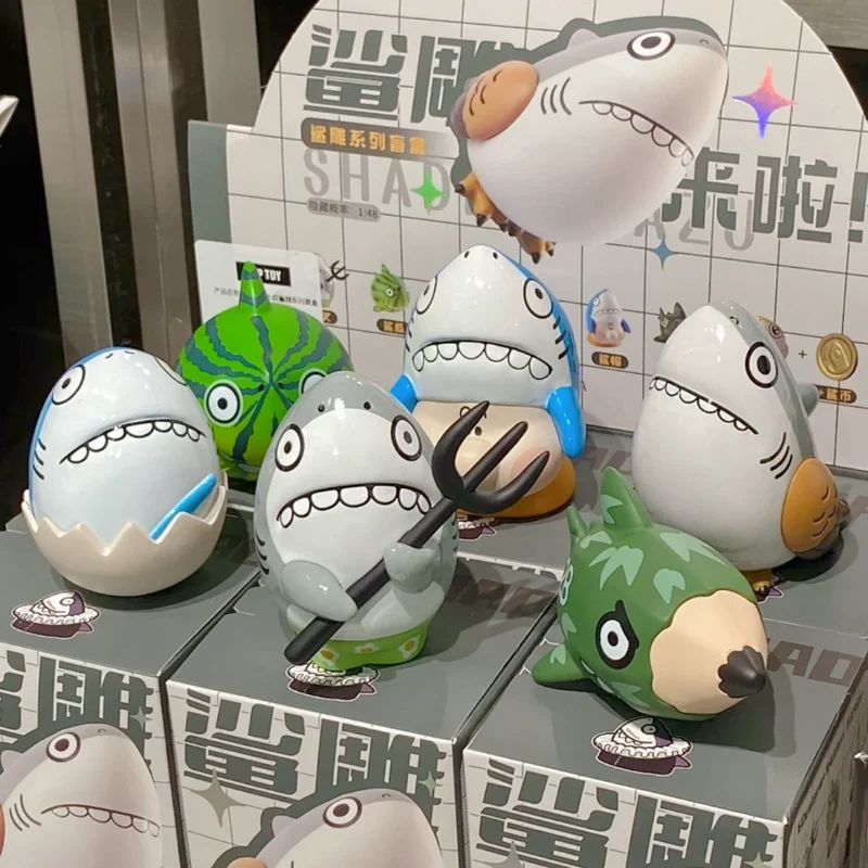 

Authentic Uncle Shark Sculpture Collectible Toy Creative Birthday Gift For Boys Cute Blind Box Decoration Item