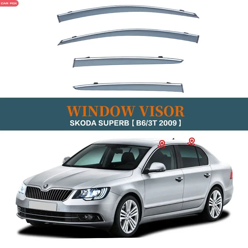 For SKODA SUPERB 2001-2016+ Car Window Visor Awning Shelters Windshield Side Window Rain Sun Shade Auto Accessories Car Styling