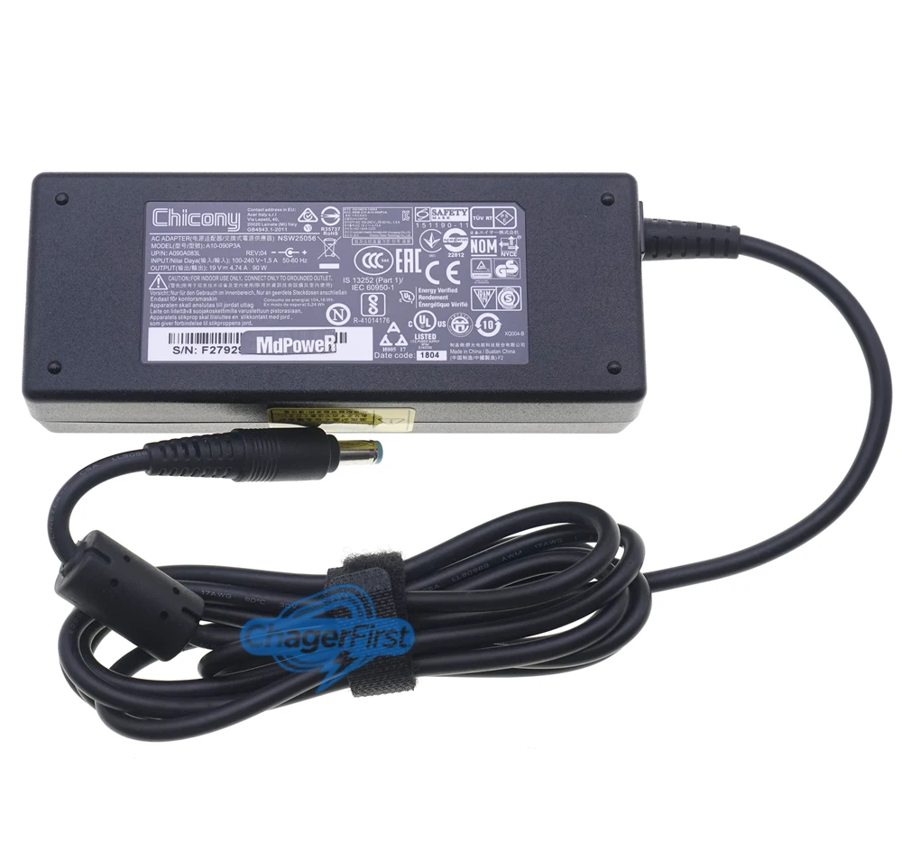 For Acer Aspire 5600 5610 5620 5650 Laptop AC Adaptor Adapter 90W 19V 4.74A 1.7mm/5.5mm Chicony A10-090P3A  ADP-90MD H