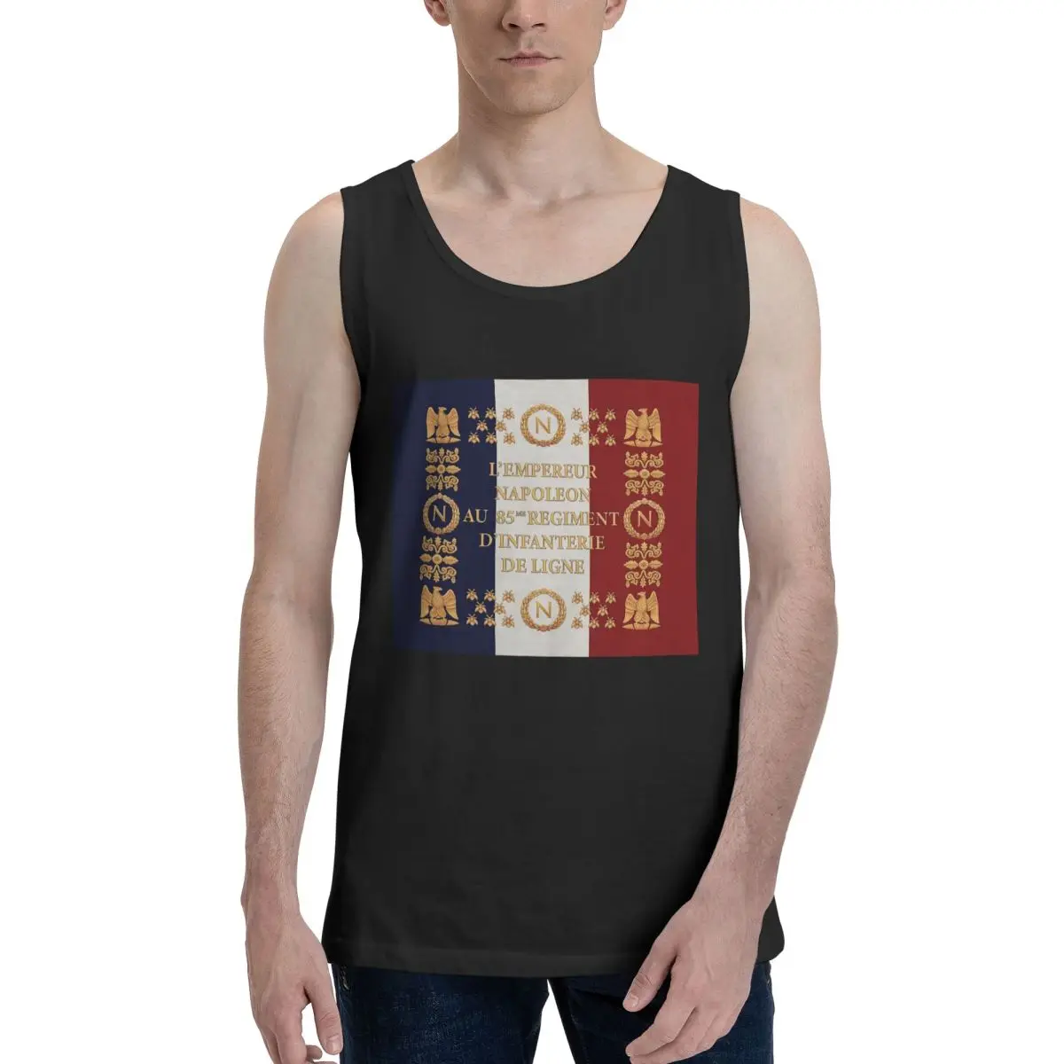 Napoleonic French 85th Regimental Flag 100% Cotton Men's Sweatshirt Vest Sleeveless Clothing Tees Men Tank Tops T-shirt