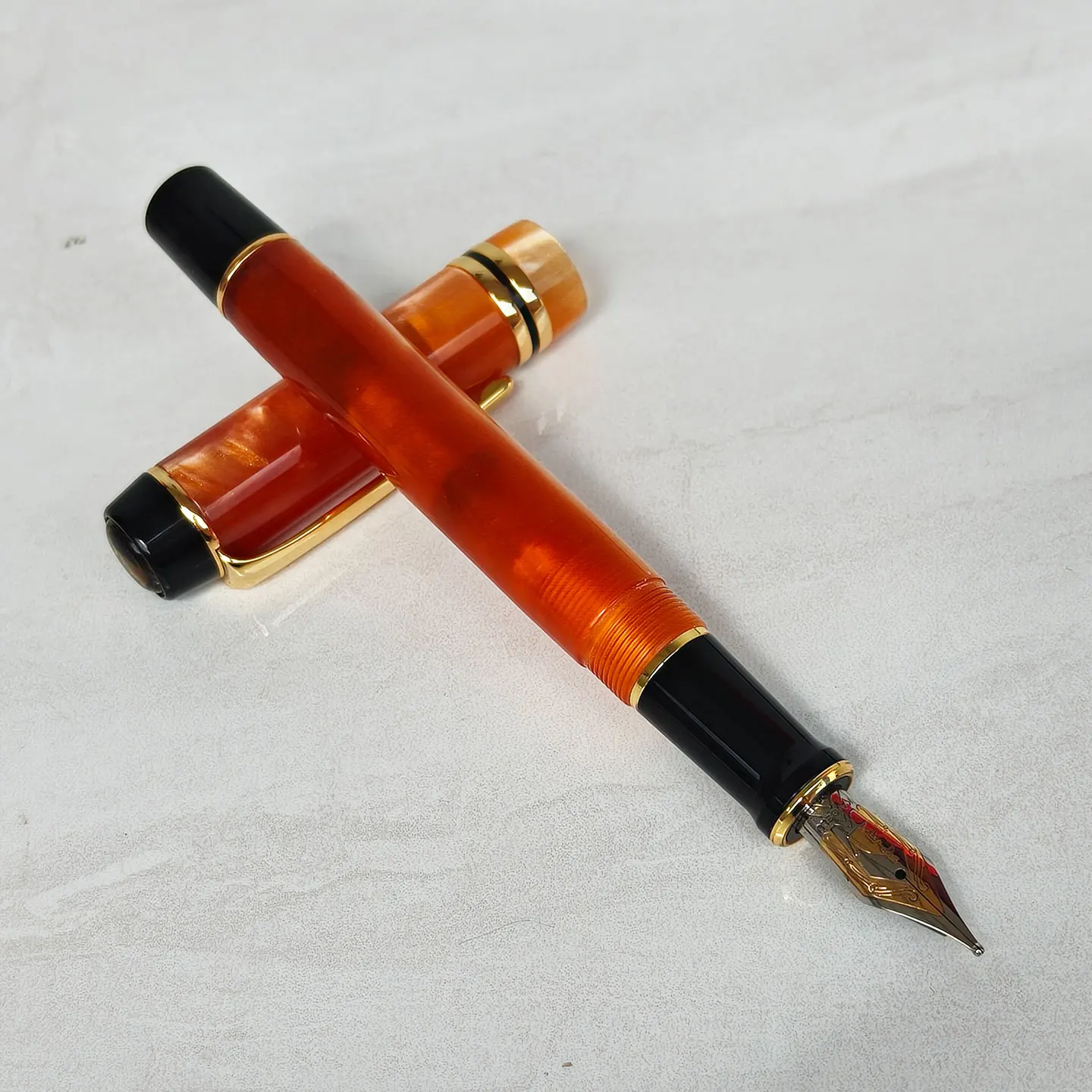 Kaigelu 316 Acrylic Fountain Pen F Nib Blue Brown White Marble Amber Pattern Ink Pen Writing Gift For Students Office Business