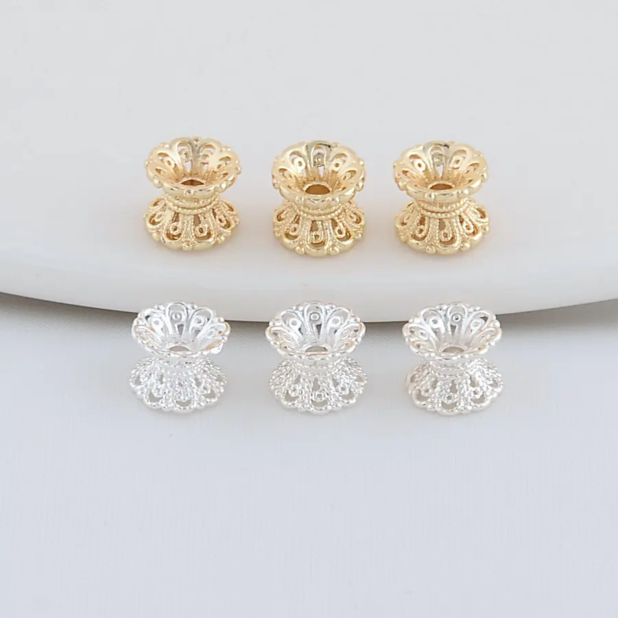 10PCS 5*6.5MM  4.5*5MM 14K Gold Plated Brass Spacer Beads Beads Caps Jewelry Making Supplies Findings Accessories