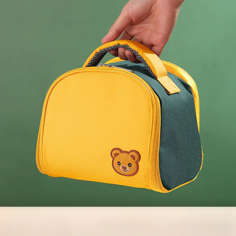 Cute Bear Insulated Lunch Bag with Zipper Thermal Lunchbox Breakfast Pouch Portable School Child Picnic Travel Dinner Container