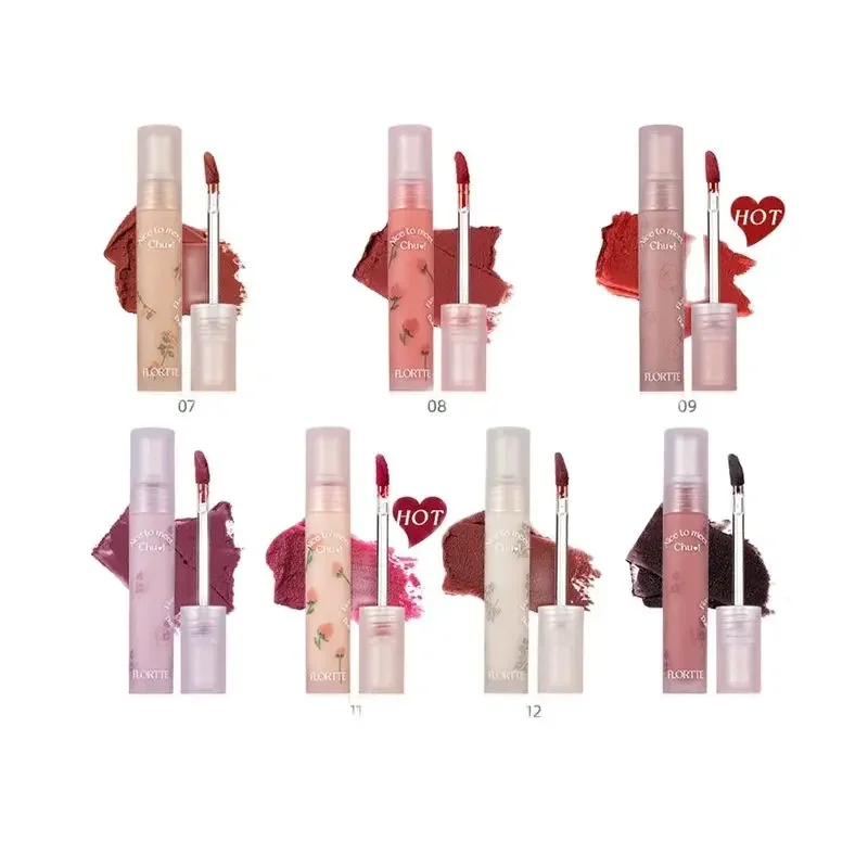 

FLORTTE Matte Lip Stick Velvet Lip Glaze Velvet Korean Lipstick Maquillage Femme Long-Lasting Wear Fade Waterproof Lip Gloss