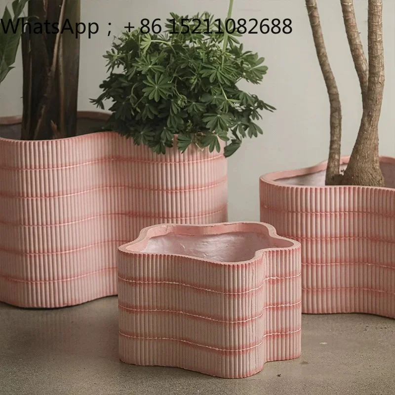 LLY idyllic high-end imitation cement flower pot irregular household outdoor shopping mall villa green plant flower trough
