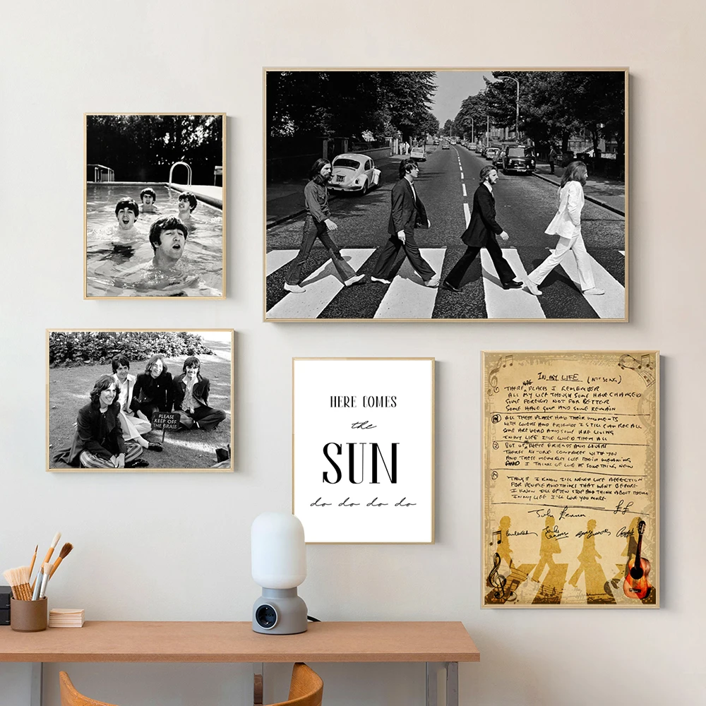Abbey Road музыкальный альбом плакат рок-группа черно-белая фотография картина холст живопись принты настенные художественные фотографии украшения Abbey Road музыкальный альбом плакат рок-группа черно-белая фотография картина холст живопись принты настенные художественные фотографии украшения