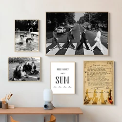 Abbey Road Music Album Poster Rock Band Black and White Photography Picture Canvas Painting Prints Wall Art Pictures Decoration