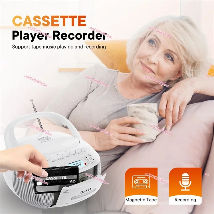 CD Speaker Cassette Combination Portable Radio Dual Stereo Speaker Remote Tape Recording Player