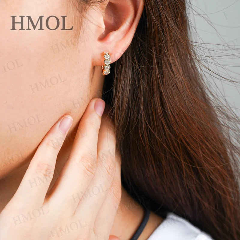 

Серьги-кольца, выращенные в лаборатории бриллиантами, пять сердечек, 10 карат, 14 карат, золото 18 карат, серебро 925 пробы, подарок на годовщину, гипоаллергенный, для ежедневных поездок на работу