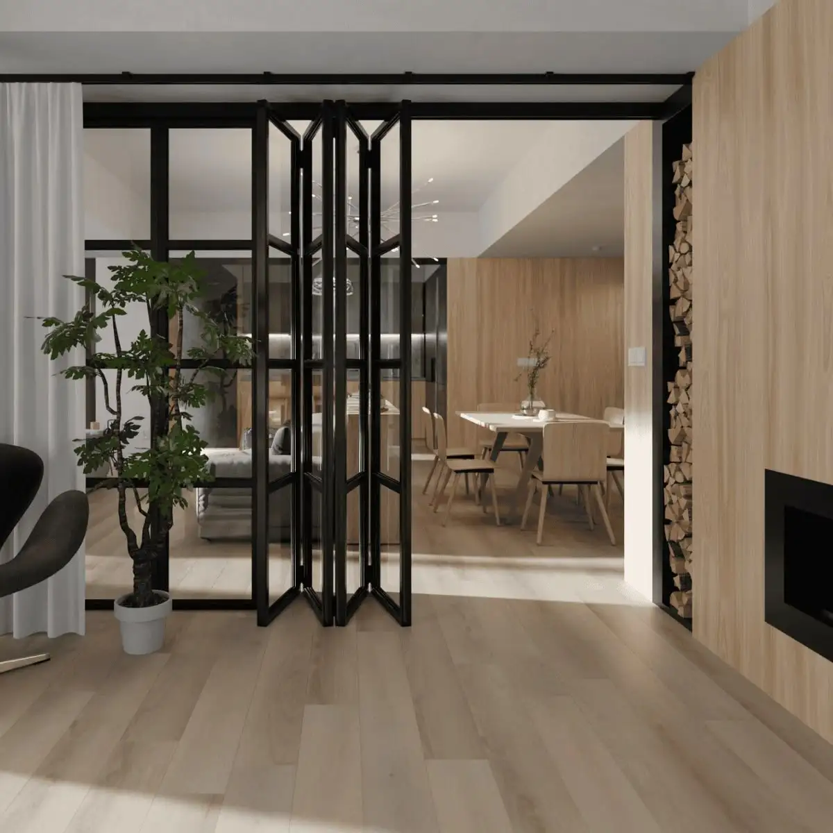 

Space Saving Design Interior Accordion Door Ultra Thin Frame Silent Folding Door Easy To Install for Household Use Foldable Door