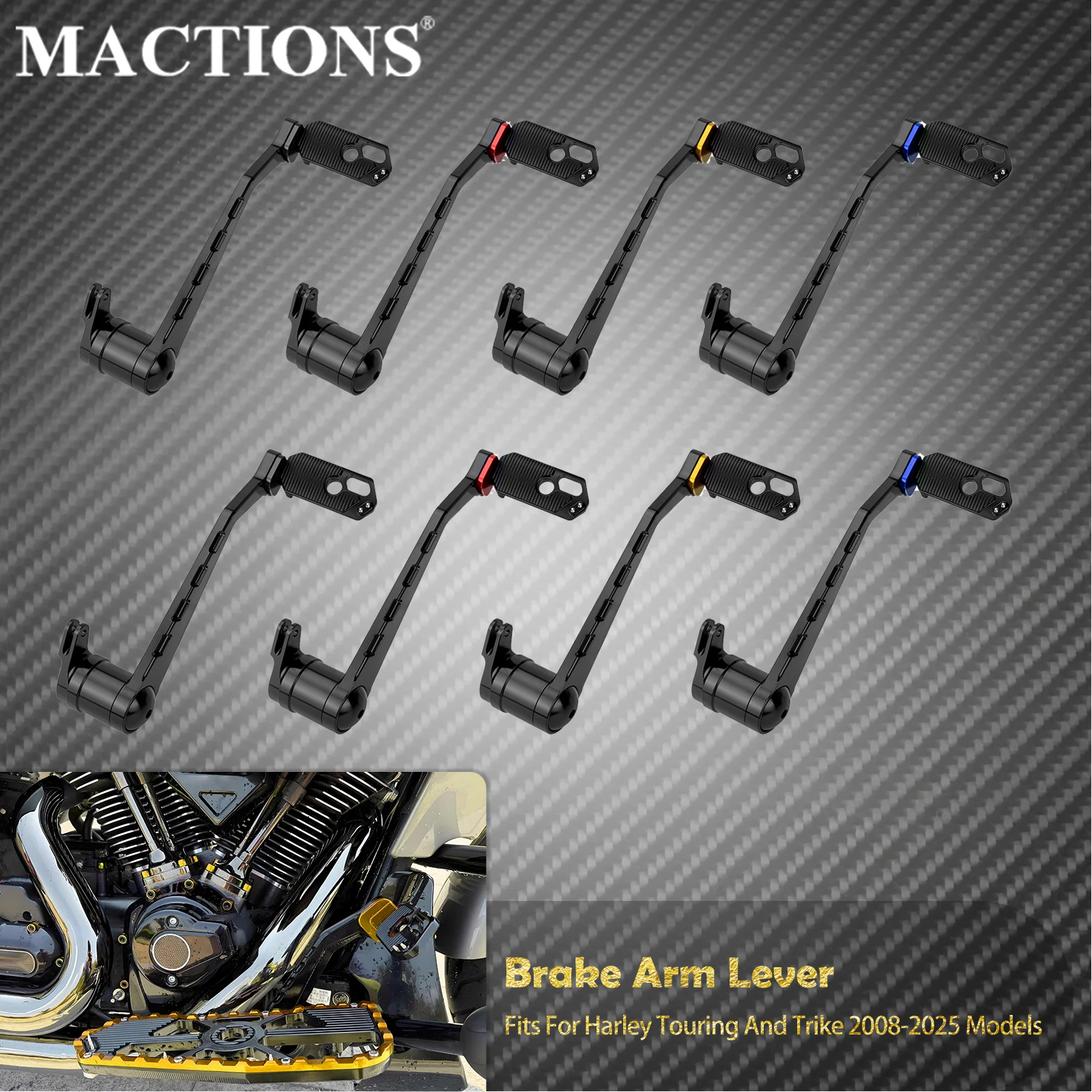 Motorcycle Brake Arm Lever Peg Pedal For Harley Touring Road King Street Electra Glide Ultra Limited Trike 2008-2013 2014-2025