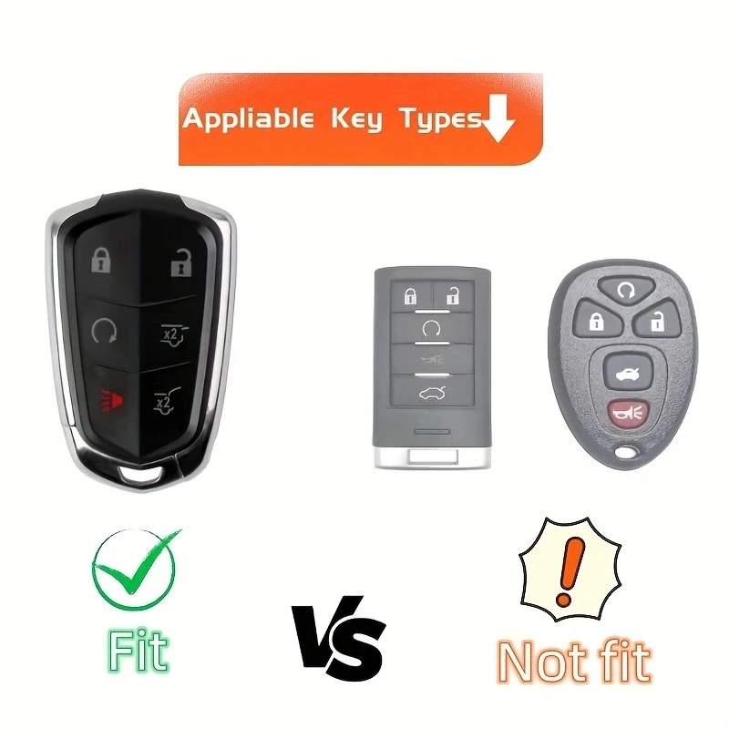 Car Key Fob Cover with Keyring for Cadillac Escalade CTS SRX ATS CT6 SRX XT5 Smart Remote Control Protector