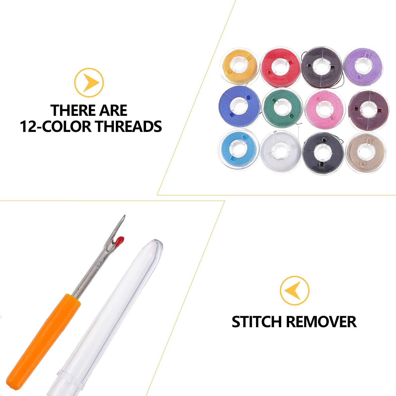 

1Set Sewing Machine Tools Kit 12-Color Threads Included Easy-to-Use Needle Threader Flexible Ruler for Clothes Body Measurement