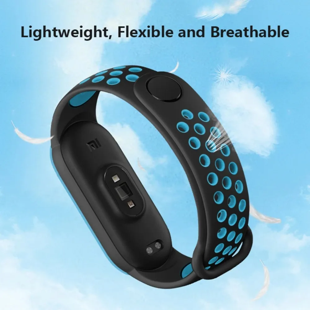 Sports Silicone strap for Xiaomi Mi band 7 6 5 4 3 Breathable Comfortable Adjustable Replacement Watchband For Mi band 7 6 5 4